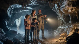 Visite guidée au Mas-d'Azil avec deux enfants anxieux dans la grotte naturelle des Pyrénées