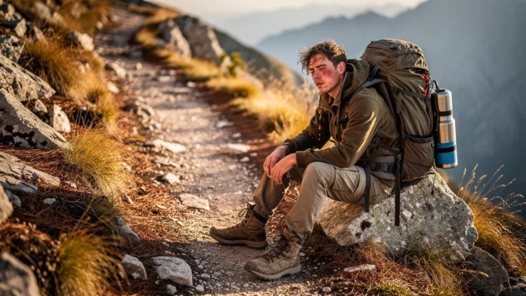 Hiker exhausted abandons loop trail à cause d’un sac trop chargé de 15 kg en pleine journée