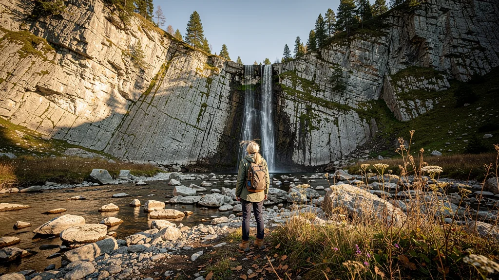 Cascade du Couserans presque à sec après un été trop sec, rivière asséchée en montagne