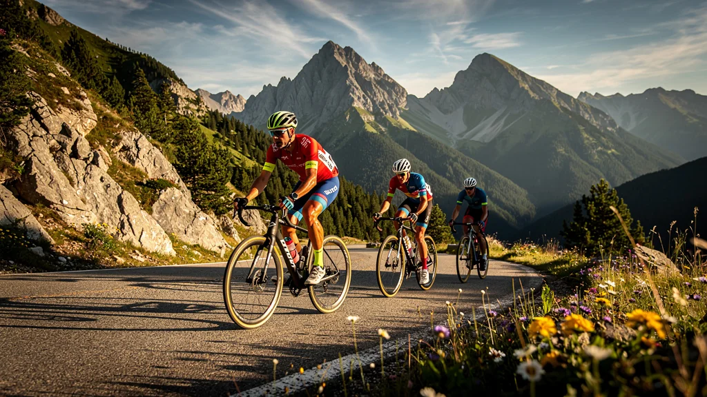 Cyclistes chronométrant trois cols à vélo dans le Donezan en été, paysage montagneux spectaculaire