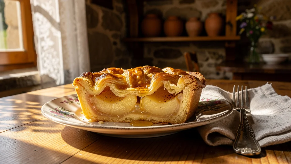 Croustade ariégeoise dorée dégustée à Mirepoix dans une auberge rustique traditionnelle
