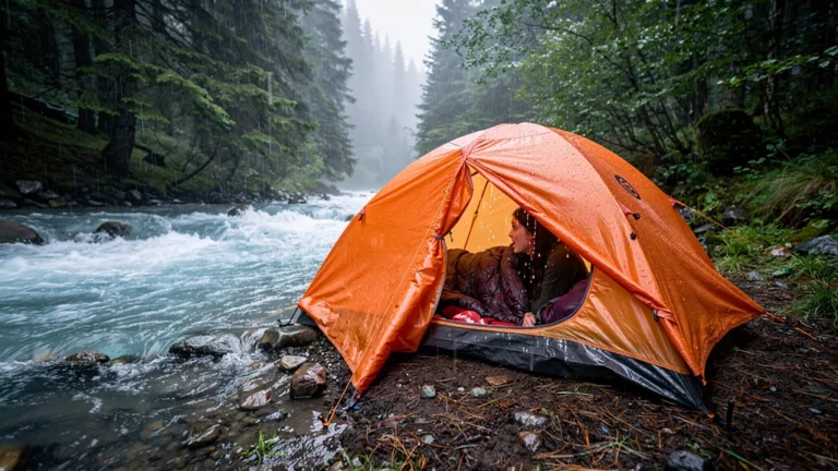 Bivouac trop proche d’un torrent, réveil trempé au petit jour dans une forêt de montagne humide